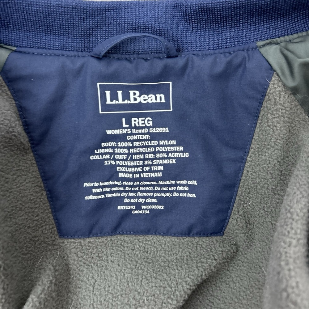 L.L. Bean Women 3-Season Bomber Jacket Size Large‎ Navy Blue 512691 - Picture 3 of 10